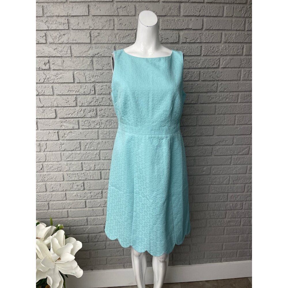 Talbots Women Light Blue Floral Embossed Sleeveless Dress Size 6 NWT